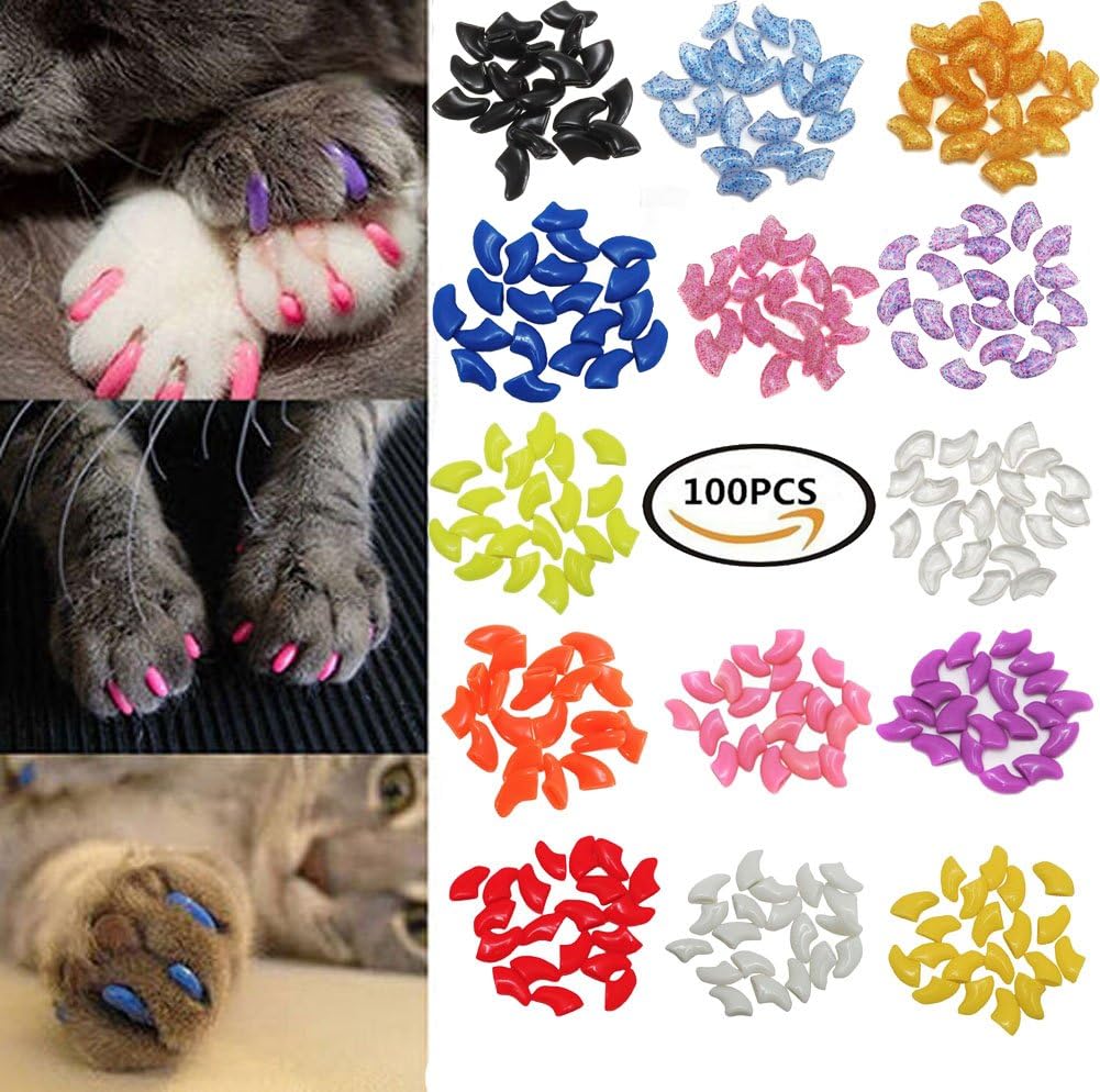 Victhy kitten nail caps in five assorted colors packaging display