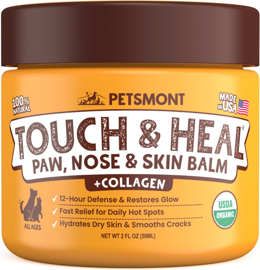 Petsmont Touch and Heal organic dog paw balm front view
