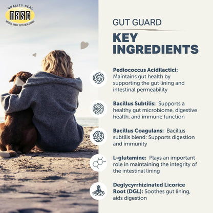 Holistic veterinarian formulated prebiotics and probiotics for leaky gut relief.