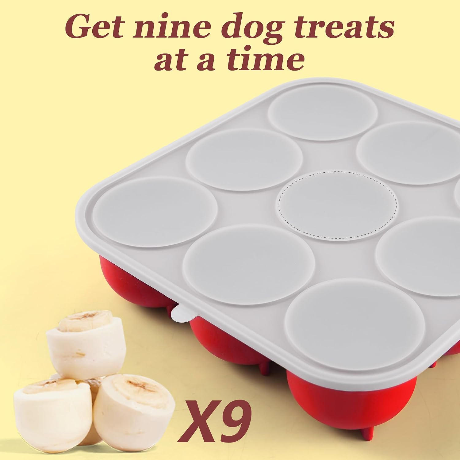 Top down view of 9-cavity silicone treat tray