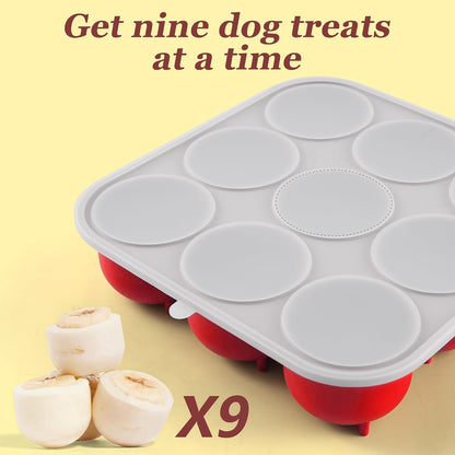 Top down view of 9-cavity silicone treat tray