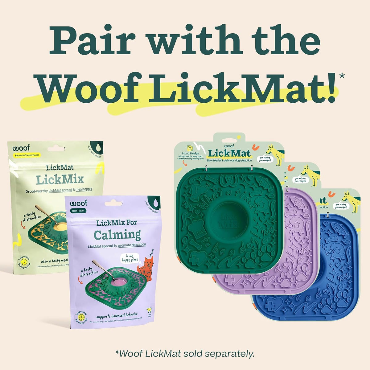 Woof LickMixes healthy lower calorie alternative to dog peanut butter packaging back