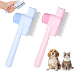 LXUEJIE 2 Piece Flea Comb Set front view showing pink and blue pet grooming brushes.