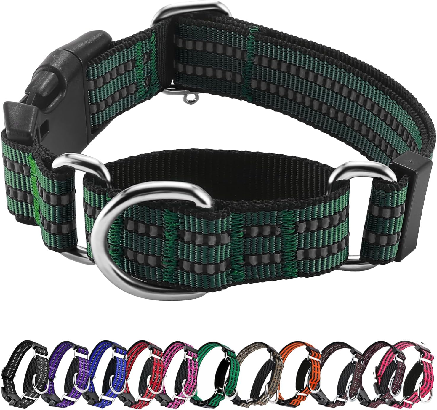 Hikiko Martingale Collar for Dogs Reflective Nylon Dog Collar with Quick Release Buckle Adjustable Training No Slip Dog Collars (Medium, Purple) - Image 9