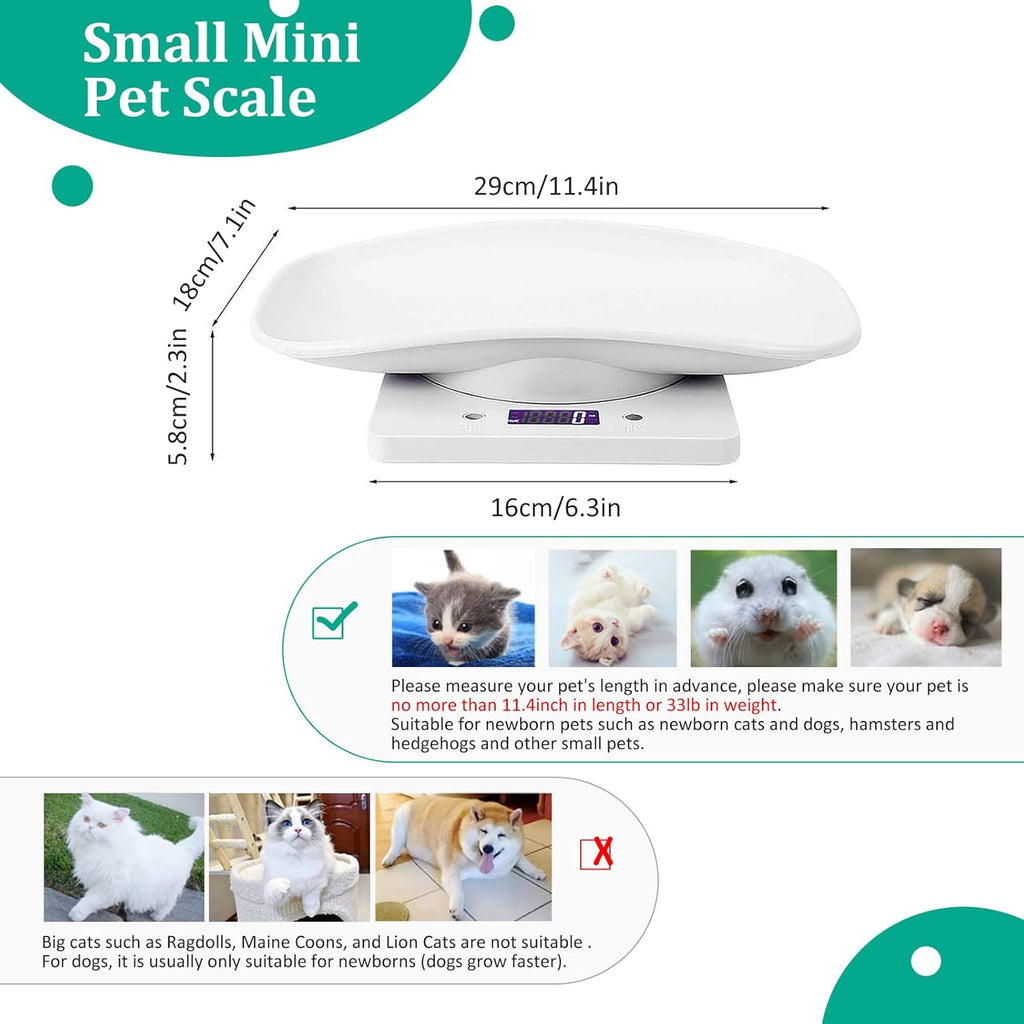 DWSFADA pet weighing device top view illustrating the compact tray setup perfect for newborn kittens.