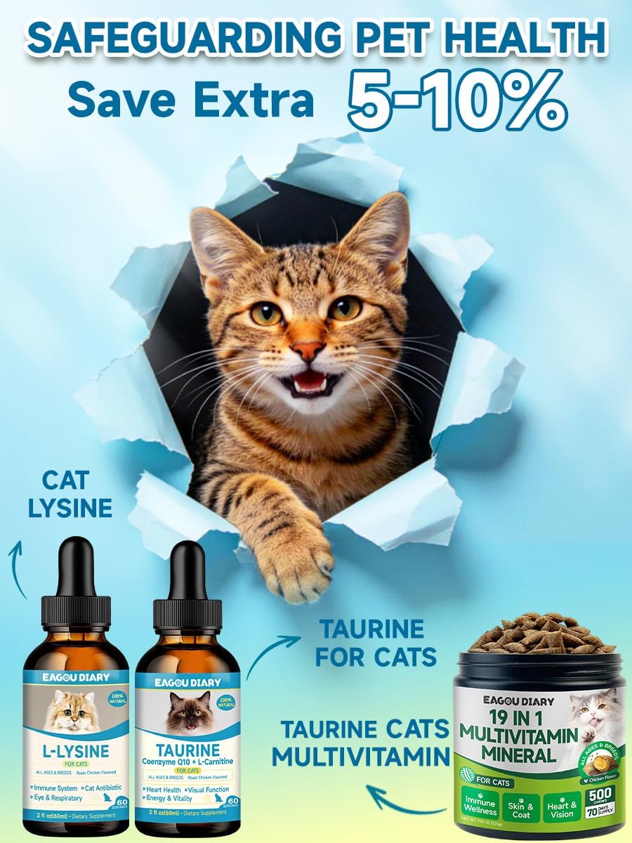 Taurine for Cats Drop - Taurine Supplement for Cats, Supports Feline Heart & Immune Function, Vision, Energy & Vitality, Coenzyme Q10, L-Carnitine, L-Arginine, Vitamin, Liquid Cat Taurine 60ML - Image 10