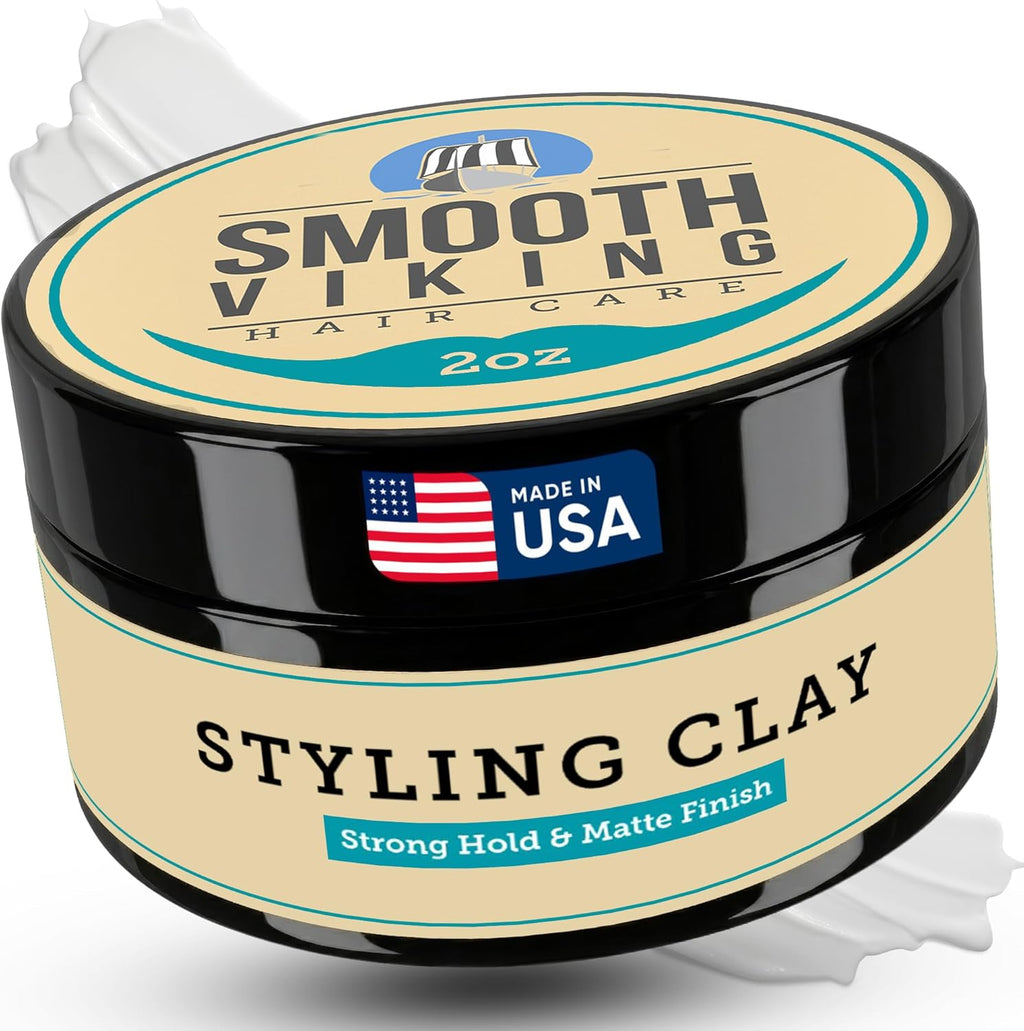Smooth Viking Beard Care Hair Styling Clay front view jar container for men