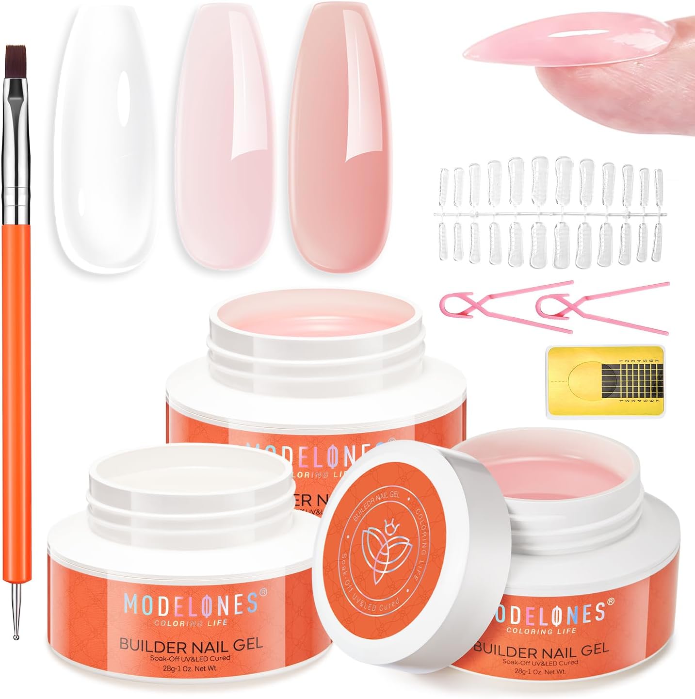 Modelones Builder Nail Gel 3 Colors Kit front view