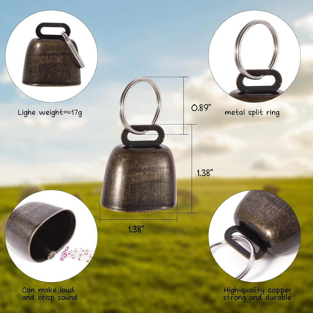 Side angle view of the grazing copper bell showing the metal construction