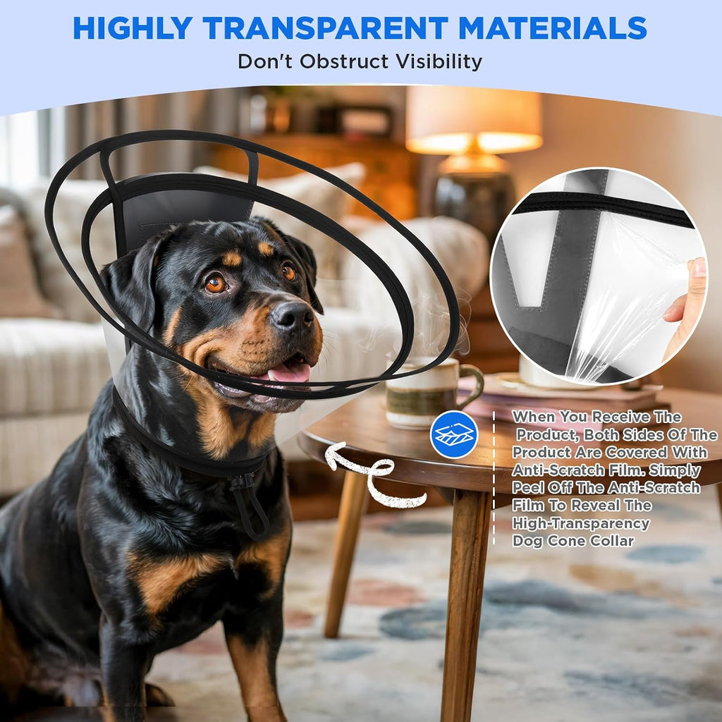 Bonthee medical e-collar for dogs showing adjustable magic tape closure and secure buckle.