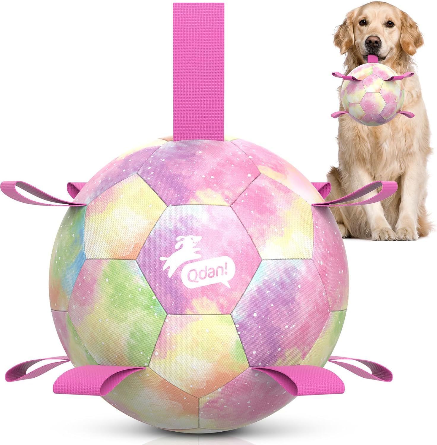 QDAN Dog Balls, Dog Soccer Ball with Straps, Pink Girl Puppy Toy Balls for Small Medium Dogs, Outdoor Water Pool Toys, Puppy Pet Birthday Gifts, Rainbow6 Inch - Image 11