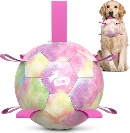 QDAN Dog Balls, Dog Soccer Ball with Straps, Pink Girl Puppy Toy Balls for Small Medium Dogs, Outdoor Water Pool Toys, Puppy Pet Birthday Gifts, Rainbow6 Inch - Image 11