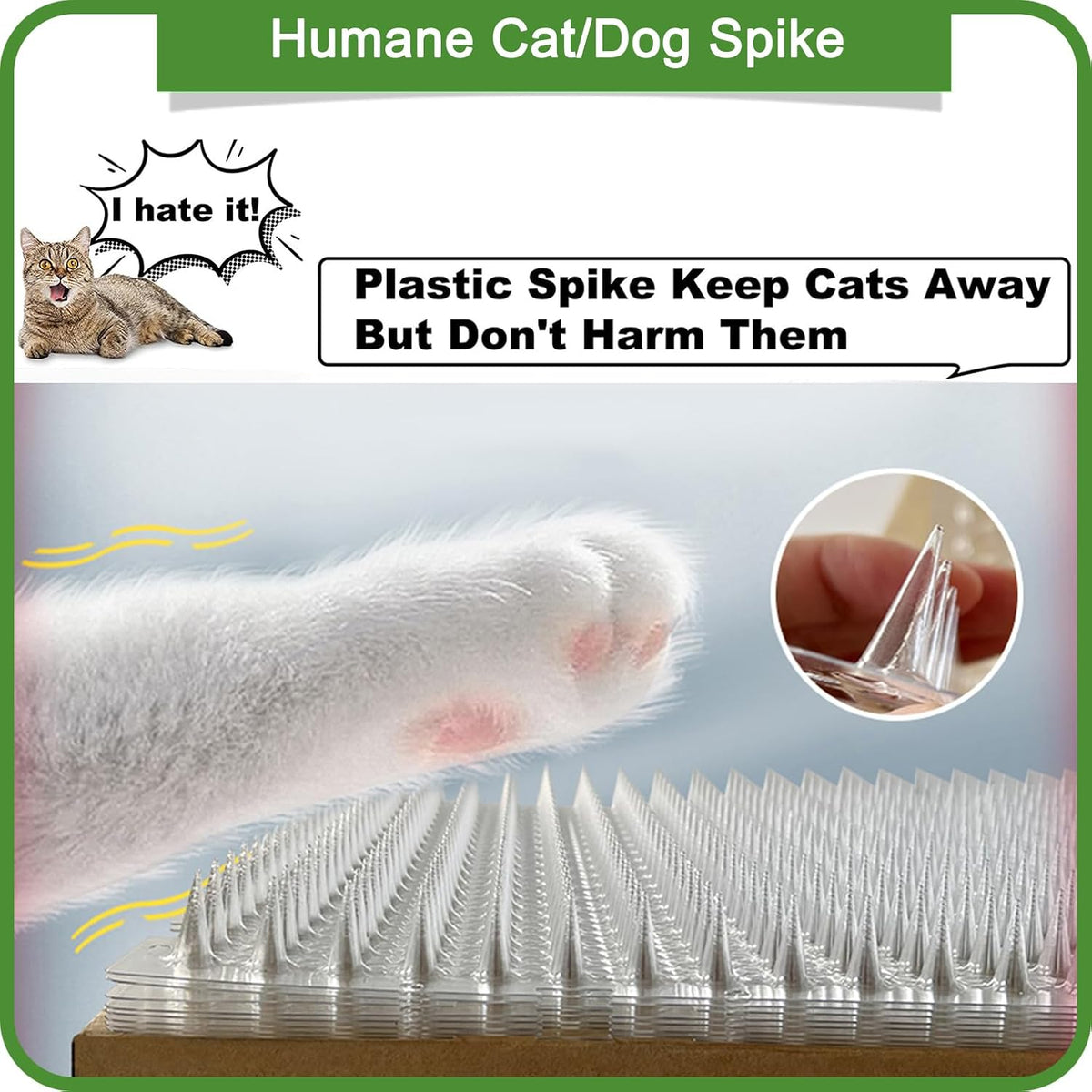 Close up view of durable 1 inch plastic spikes on Aocoray cat mat