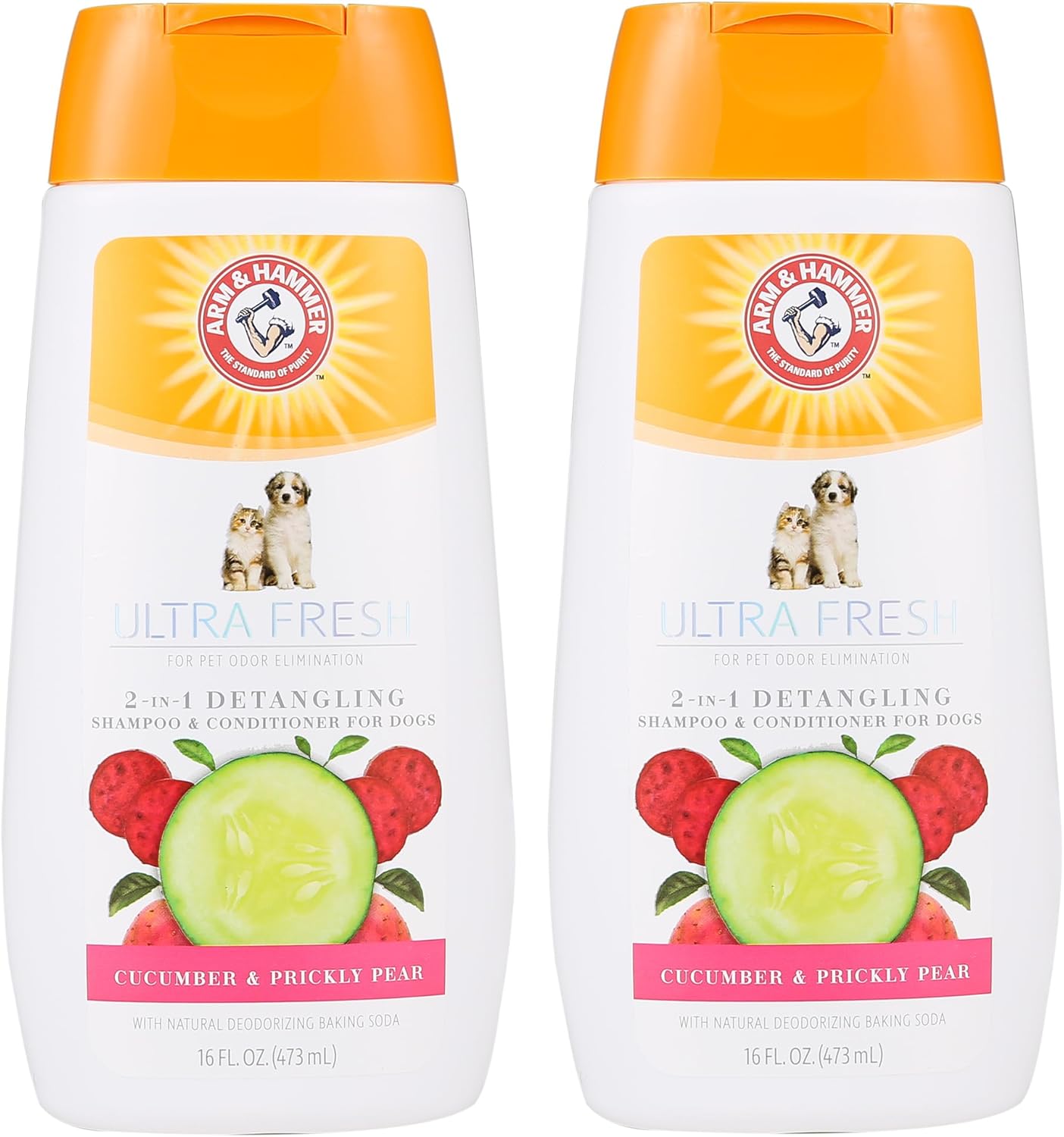 Authentic Arm And Hammer 2 in 1 dog conditioning shampoo for removing mats and knots.
