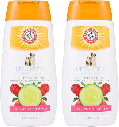 Authentic Arm And Hammer 2 in 1 dog conditioning shampoo for removing mats and knots.