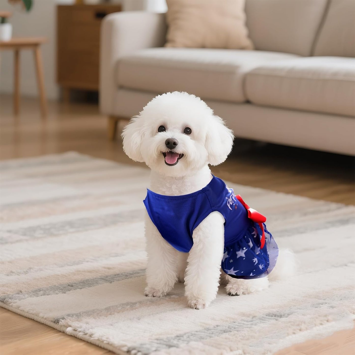 Phnydreg festive dog dress pullover style with decorative bow tie