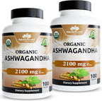 NaturaLife Labs Organic Ashwagandha 2100 mg per Serving - Full Spectrum Root Powder and Standardized Extract (Withanolides) - 100 Capsules - Vegan - Non-GMO, Gluten-Free - Image 9