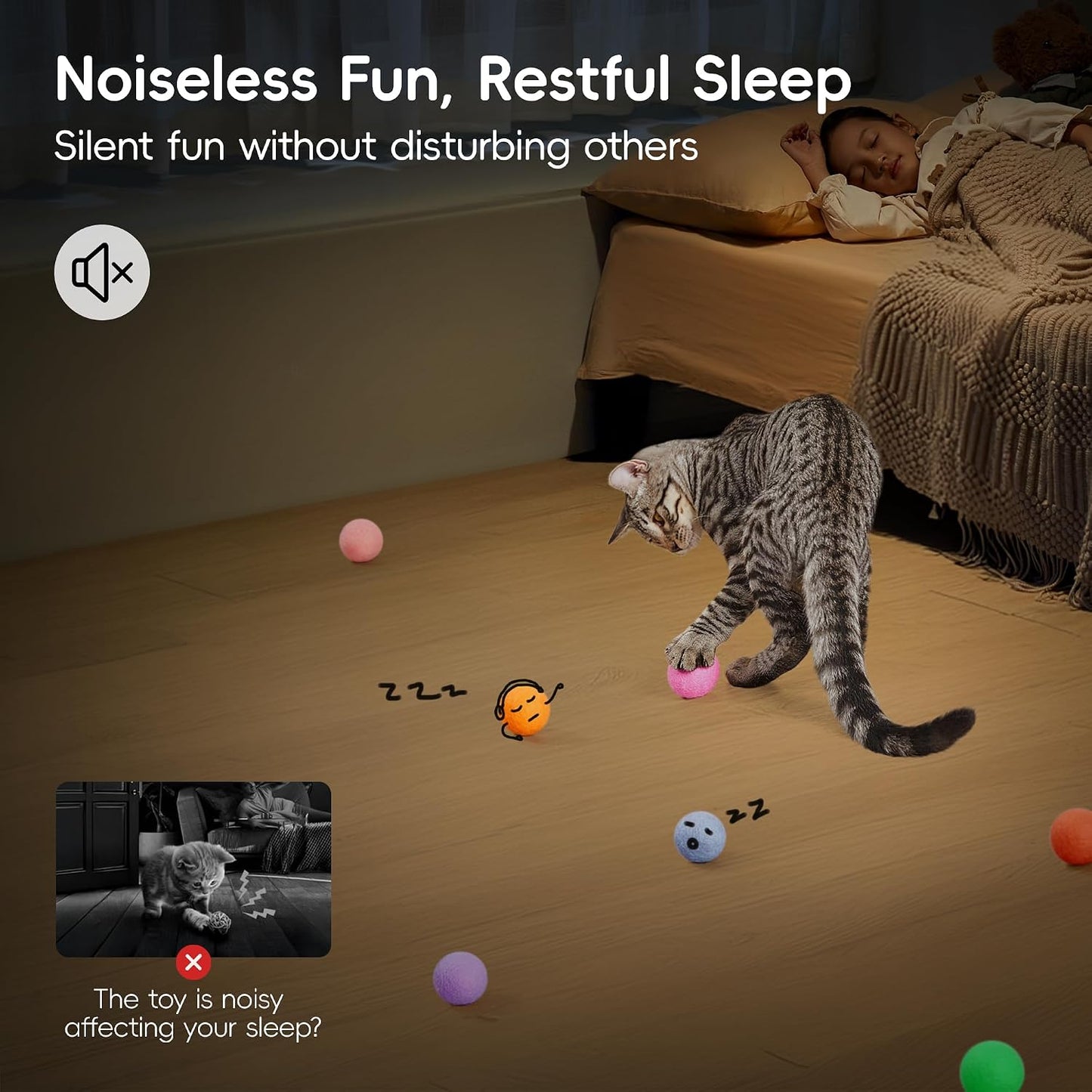 Colorful organic wool felt cat balls for indoor play