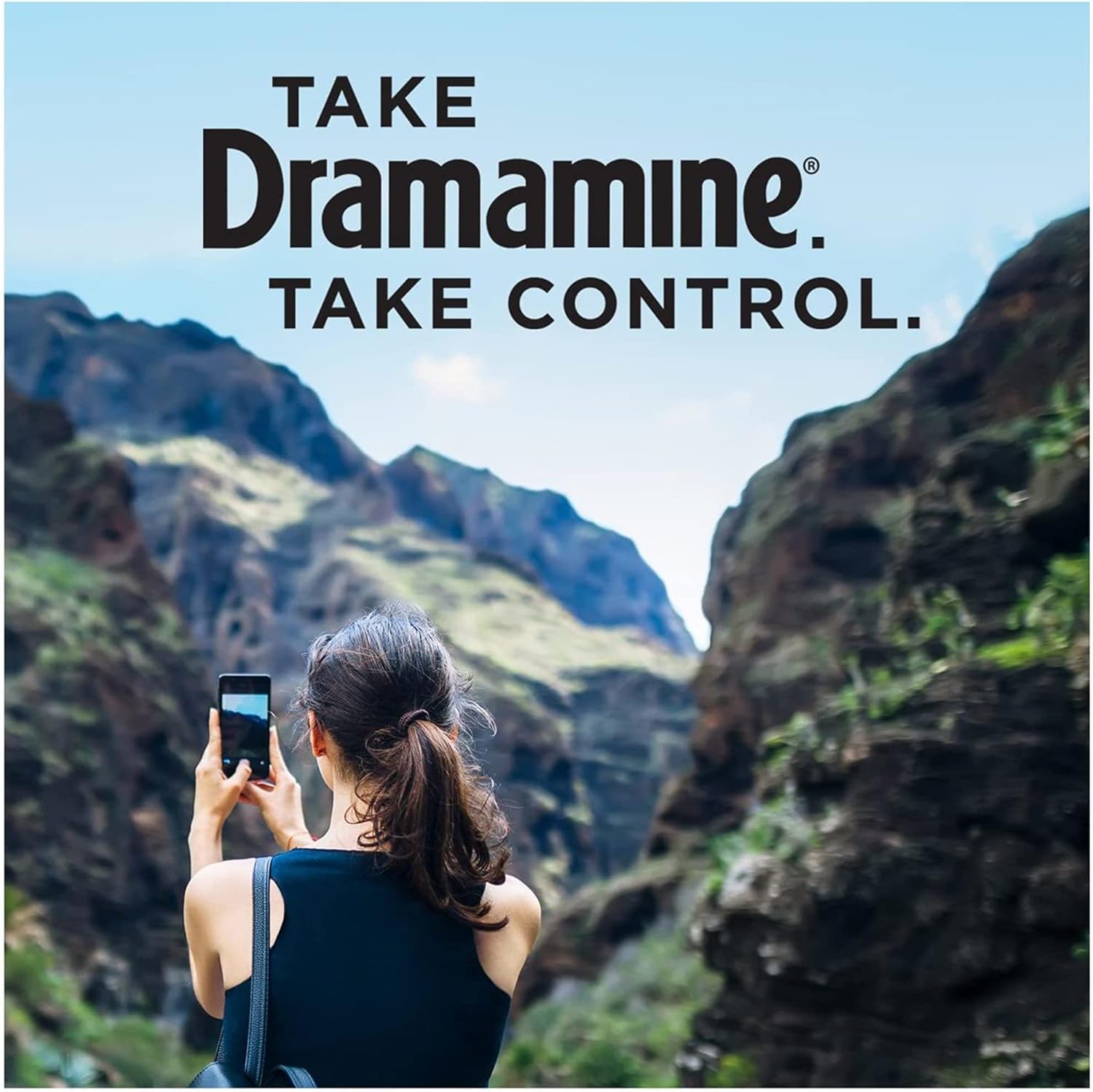 Dramamine twelve count dimenhydrinate tablets portable safety packaging for dizziness relief