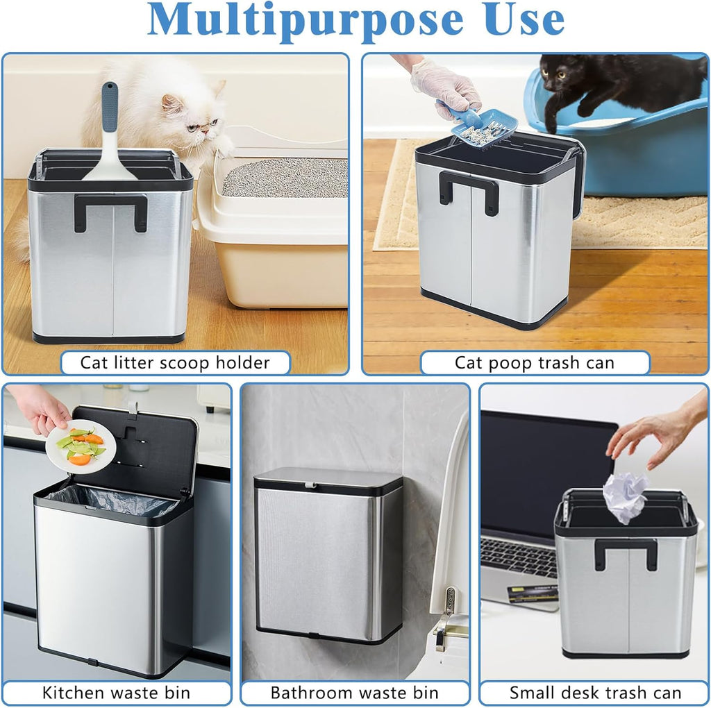 Kathson pet waste container placed next to litter box