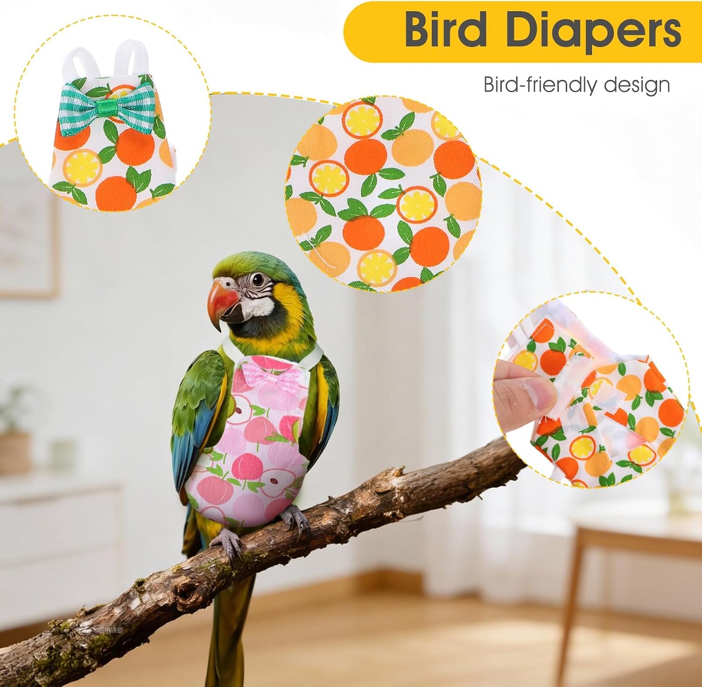 Colorful reusable bird clothes pack for cockatiel and budgie protection.