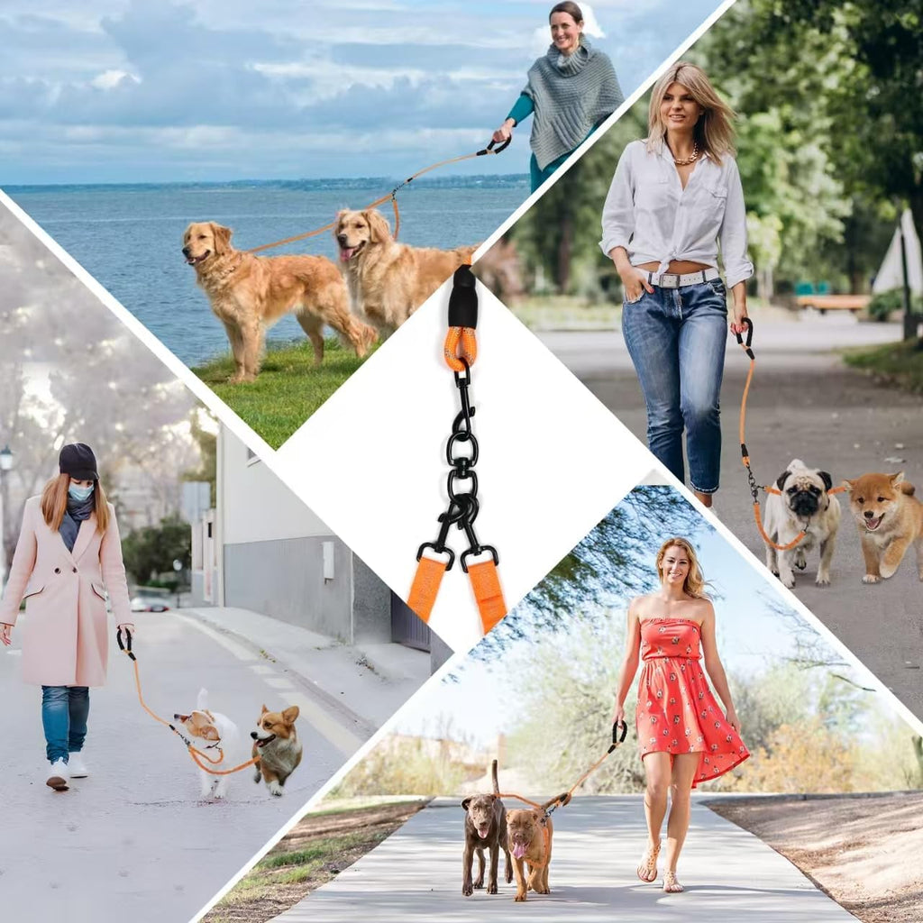 Tangle free multi pet coupler system for walking four dogs safely
