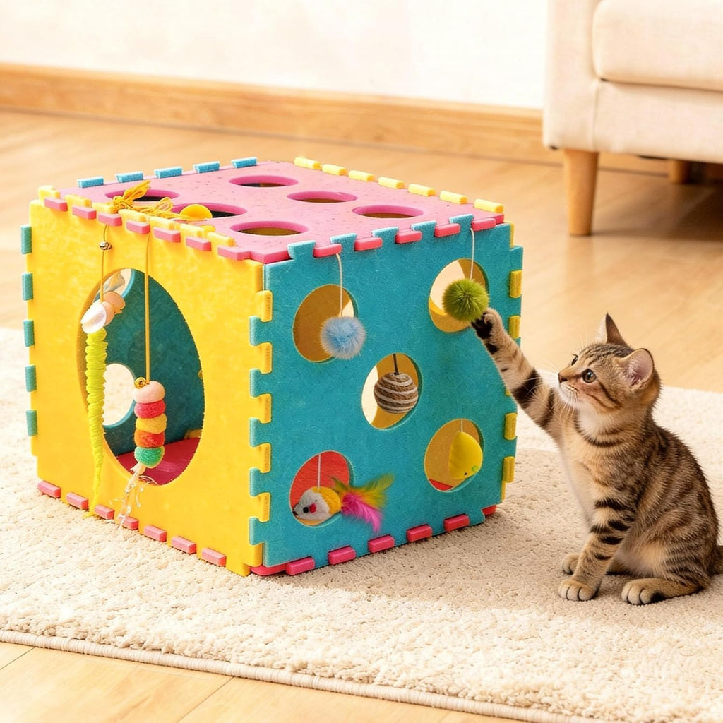 Complete 40 piece cat toy assortment including feather wands and chew ropes