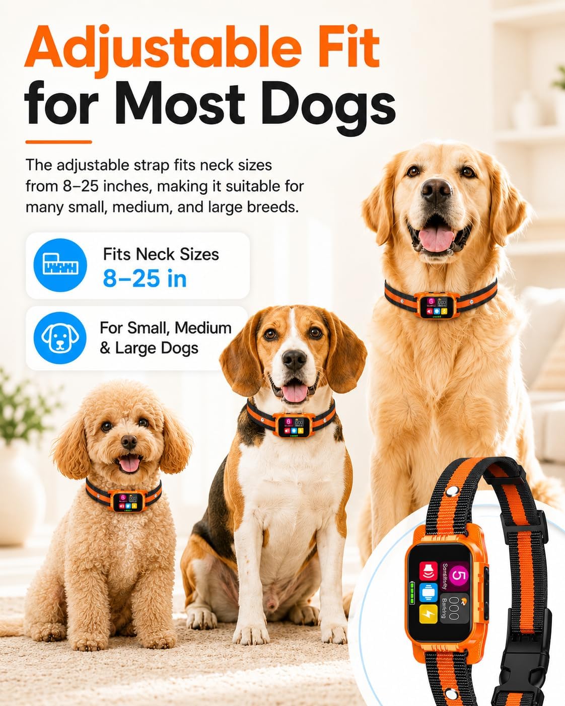 SKBAK dog collar showing waterproof casing design