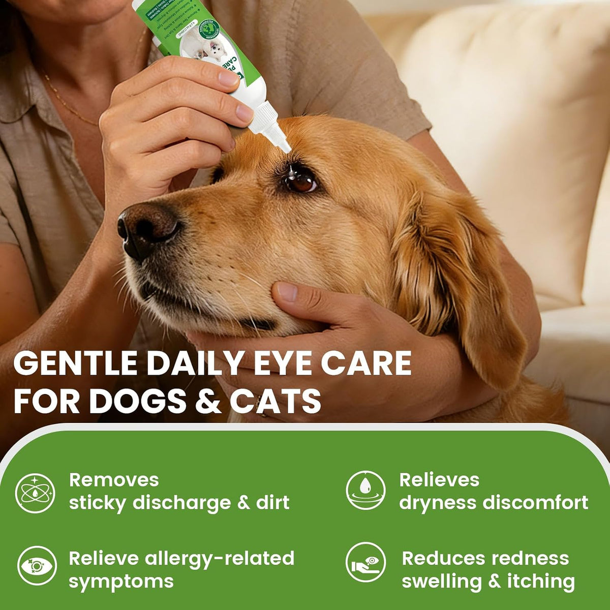 Dog eye wash solution for clearing tear stains and discharge