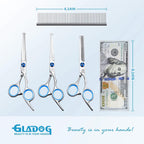 Heavy duty stainless steel straight and curved pet shears for safe home grooming.