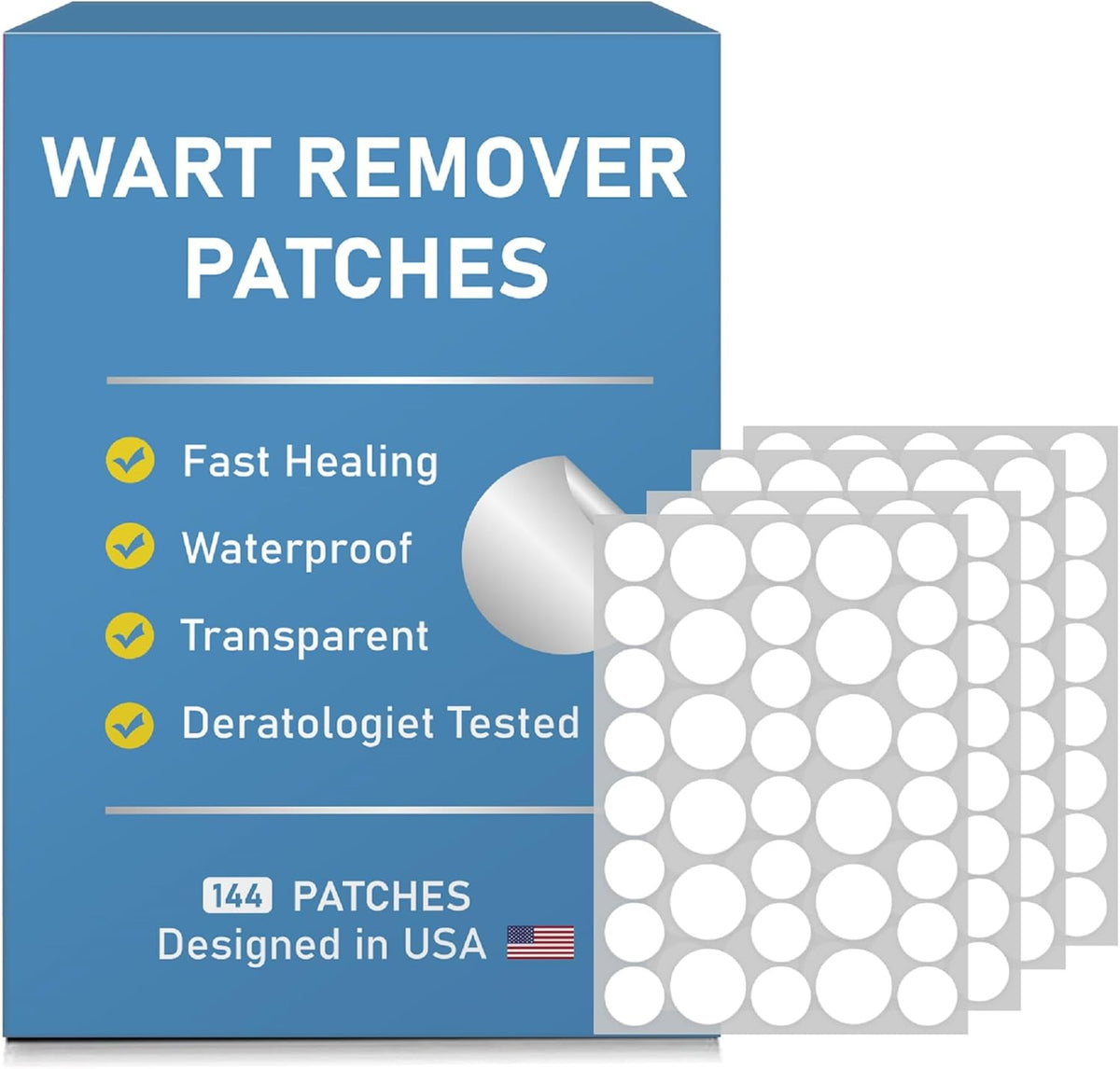 FEDOLOY Wart Remover Patches front view of 144 count packaging