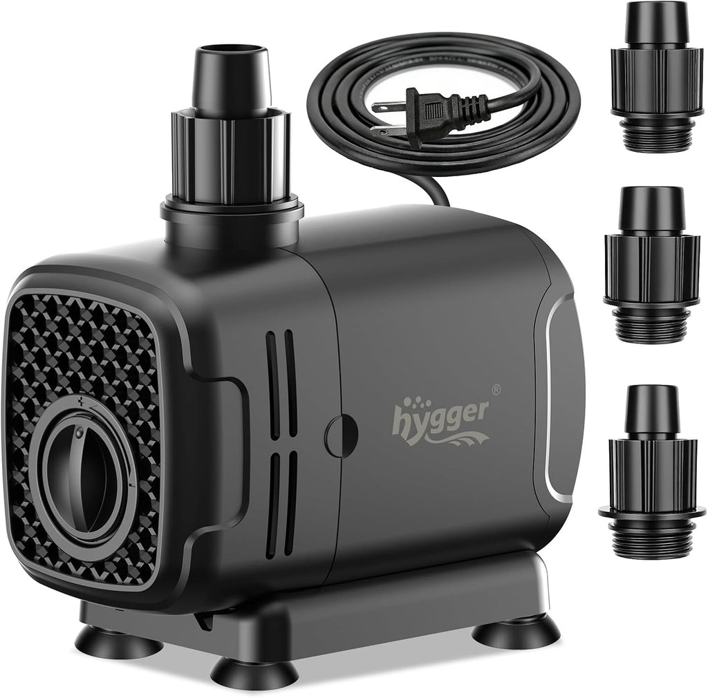 Hygger 2-in-1 Submersible Pump 25W front view showing the dual suction base for aquarium use.