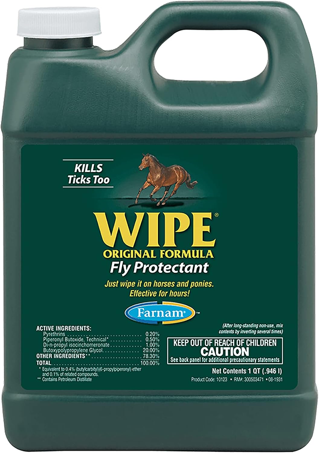 Farnam Wipe Original Formula Fly And Tick Protectant front view bottle