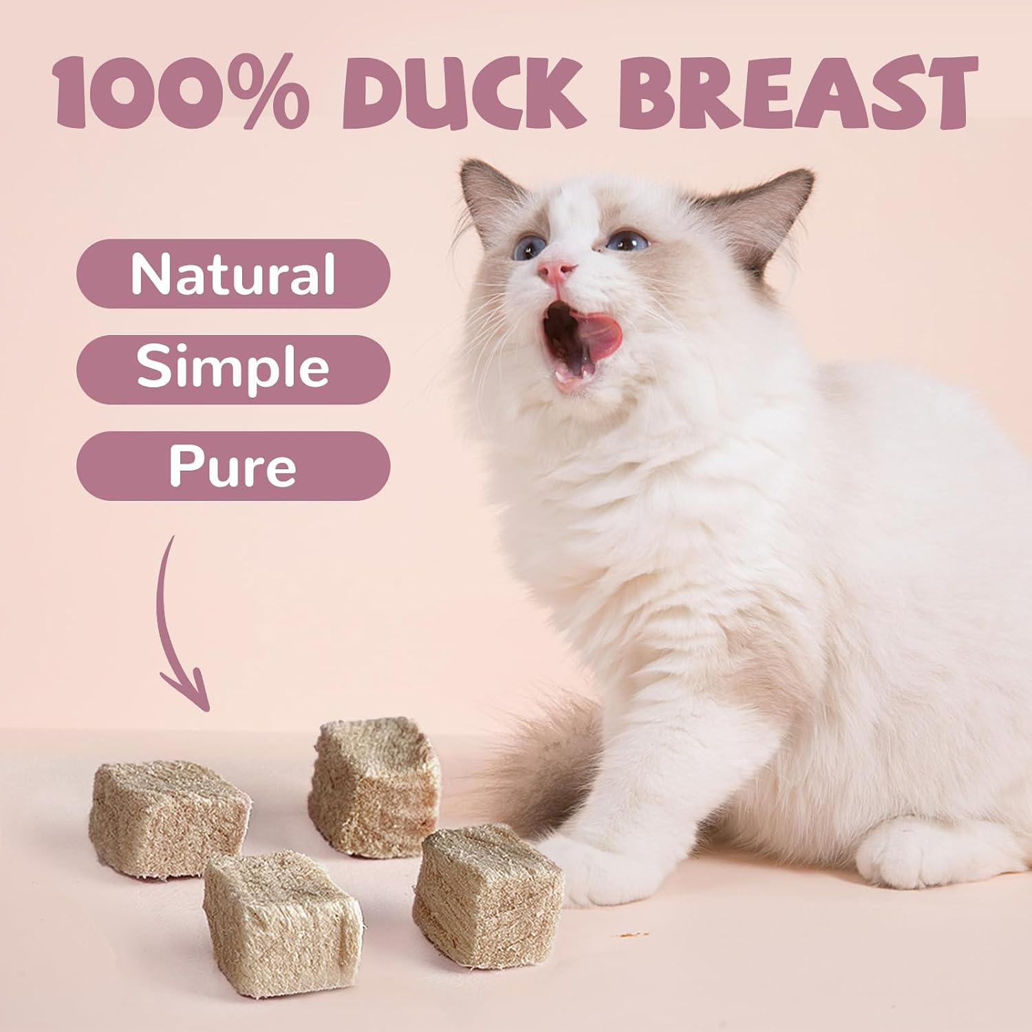 PAWUP single ingredient duck breast bites raw food topper for picky pets close up shot