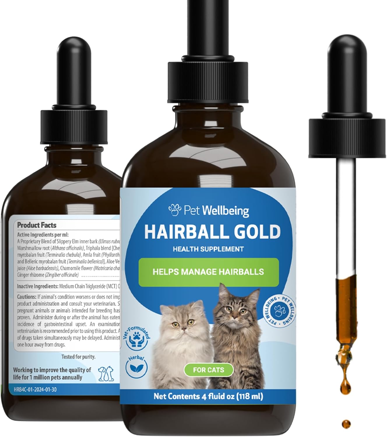 Pet Wellbeing Hairball Gold for Cats - Vet-Formulated - Eases Passage of Hairballs Through Digestive Tract - No Mineral Oil, All-Natural Lubrication - 2 oz (59 ml) - Image 10