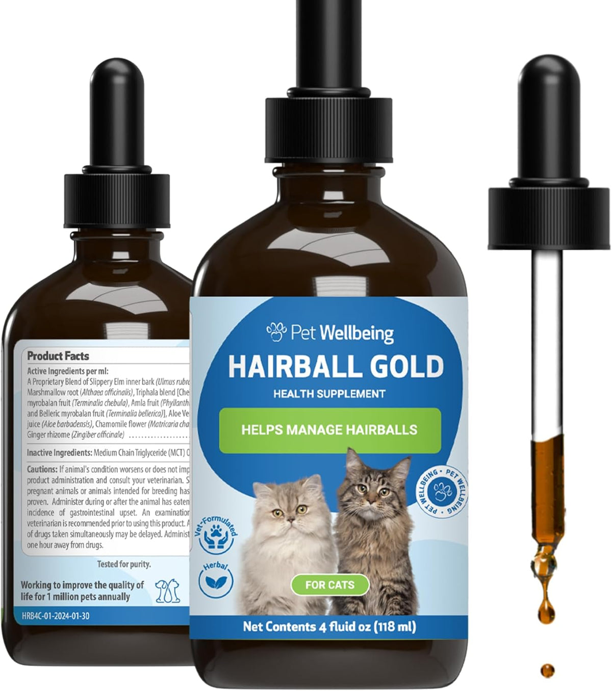 Pet Wellbeing Hairball Gold for Cats - Vet-Formulated - Eases Passage of Hairballs Through Digestive Tract - No Mineral Oil, All-Natural Lubrication - 2 oz (59 ml) - Image 10