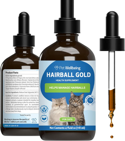 Pet Wellbeing Hairball Gold for Cats - Vet-Formulated - Eases Passage of Hairballs Through Digestive Tract - No Mineral Oil, All-Natural Lubrication - 2 oz (59 ml) - Image 10
