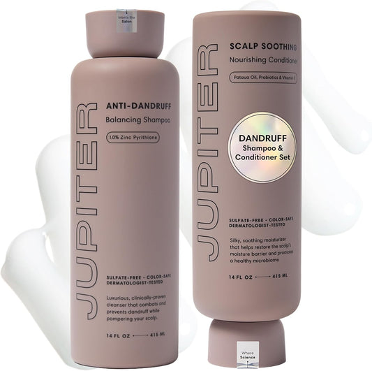 Jupiter Anti Dandruff Shampoo and Conditioner front view premium scalp care set
