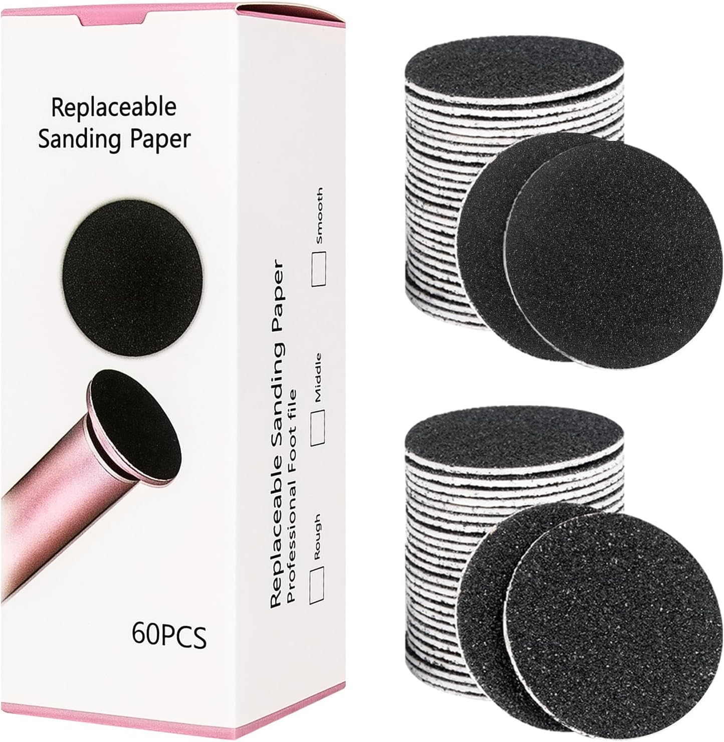 Krofaue 60 piece replaceable sandpaper discs set front view