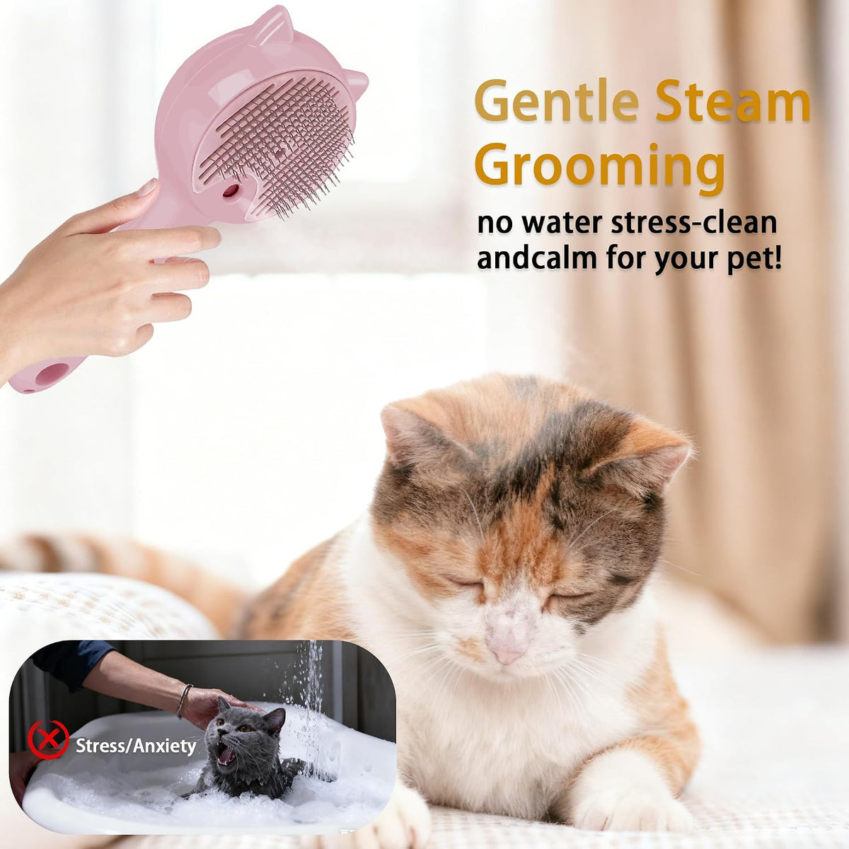 Self-cleaning button on LetsFeed steam pet comb