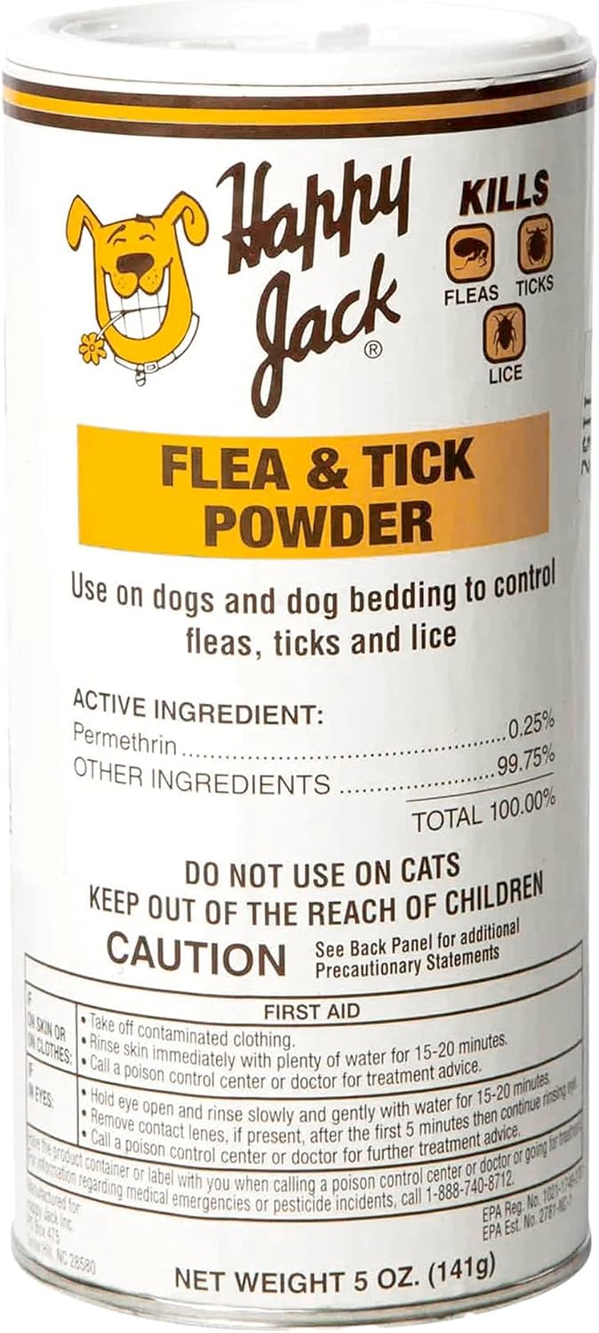 Happy Jack Flea and Tick Powder for Dogs & Puppies, Flea Powder for Flea Treatment & Control, Kills Pests, Ticks & Lice, Odorless & Non-Staining, Dust on Sleeping Quarters & Dogs (5 oz) - Image 9