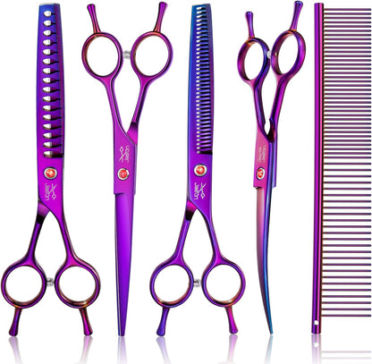 JASON 7" Dog Grooming Scissor - Professional Thinning Shear with 37 Teeth Japanese Stainless Steel Blender Scissors for Dogs, Cats and Other Pets (Thinning, Black) Christmas Gift - Image 9