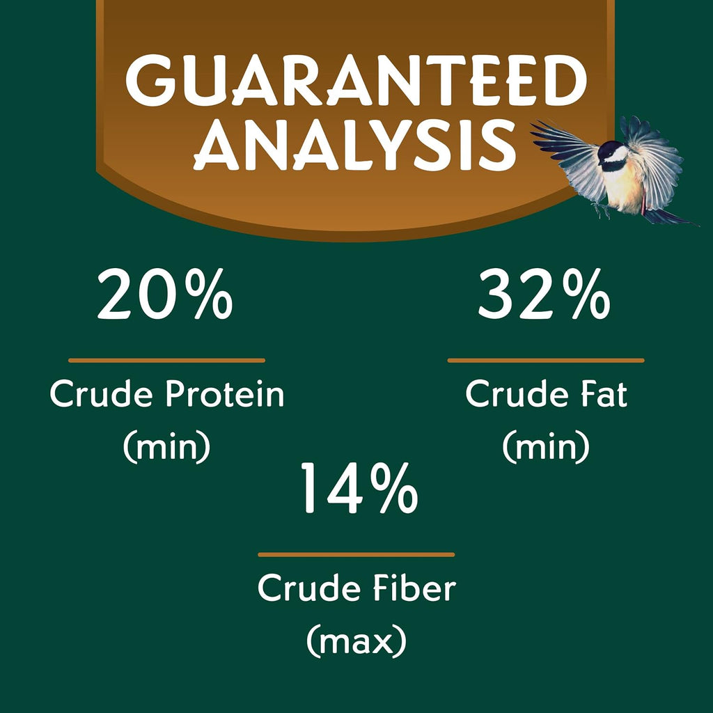 Platform bird feeder filled with premium sunflower kernel pieces