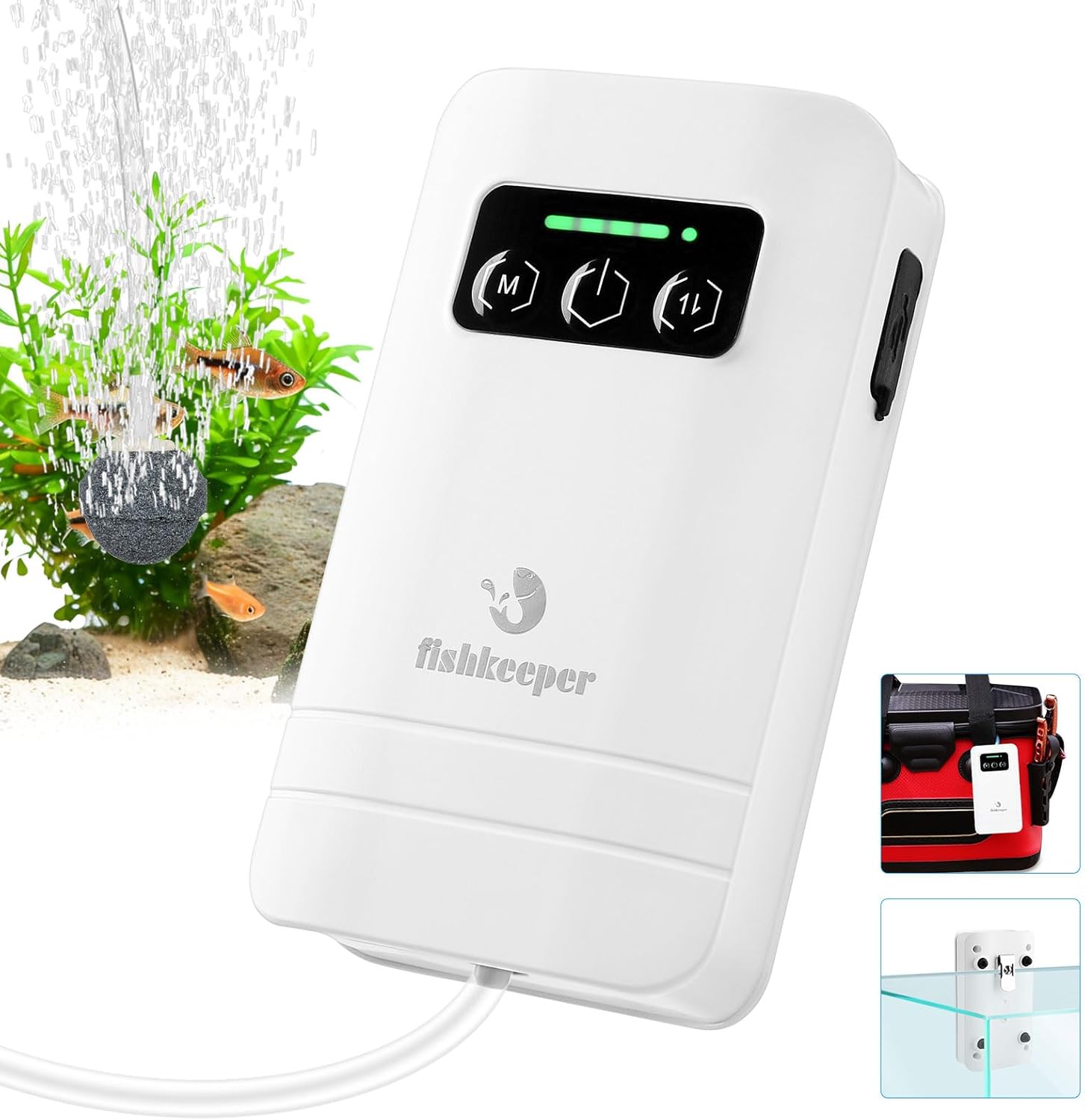 fishkeeper Battery Powered Aquarium Air Pump, USB Rechargeable Aerator Fish Tank Air Pump for 5-125 Gallons Portable Oxygen Pump for Outdoor Fishing, Power Outages and Emergency (4W 80GPH) - Image 11