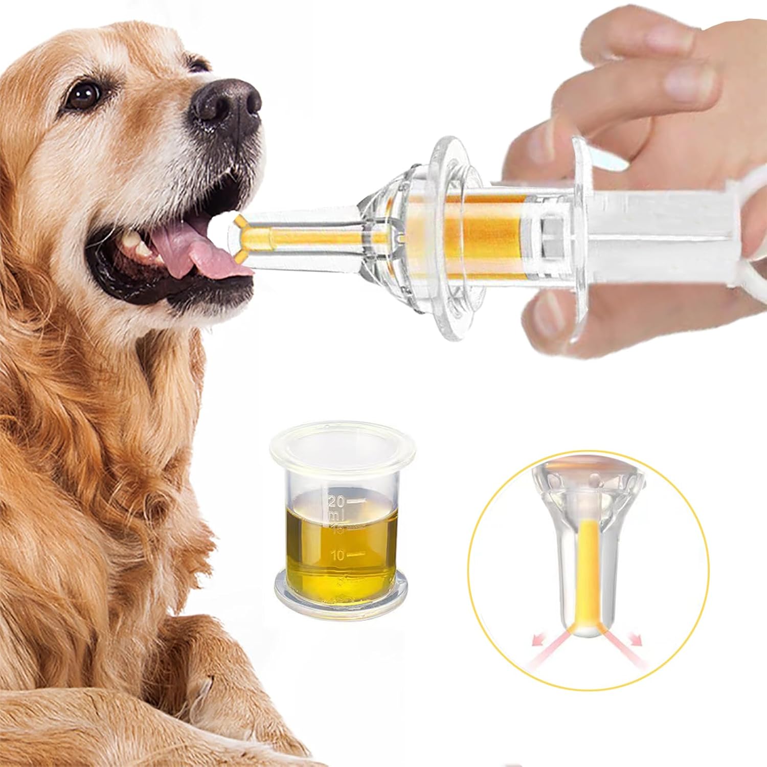 YIBIKEHO pet liquid feeding kit front view showing syringe and soft silicone tip