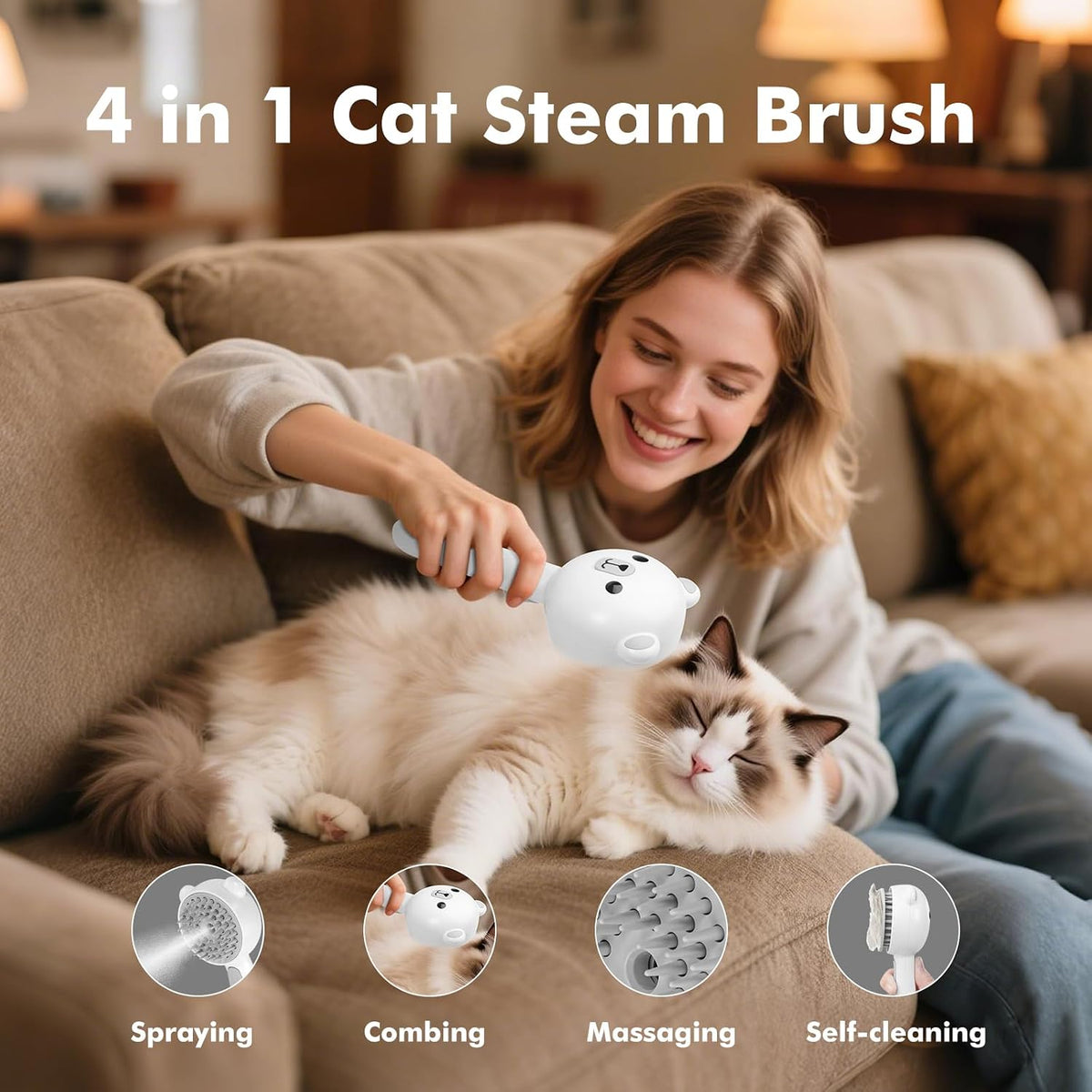 Side profile of rechargeable pet steam brush design