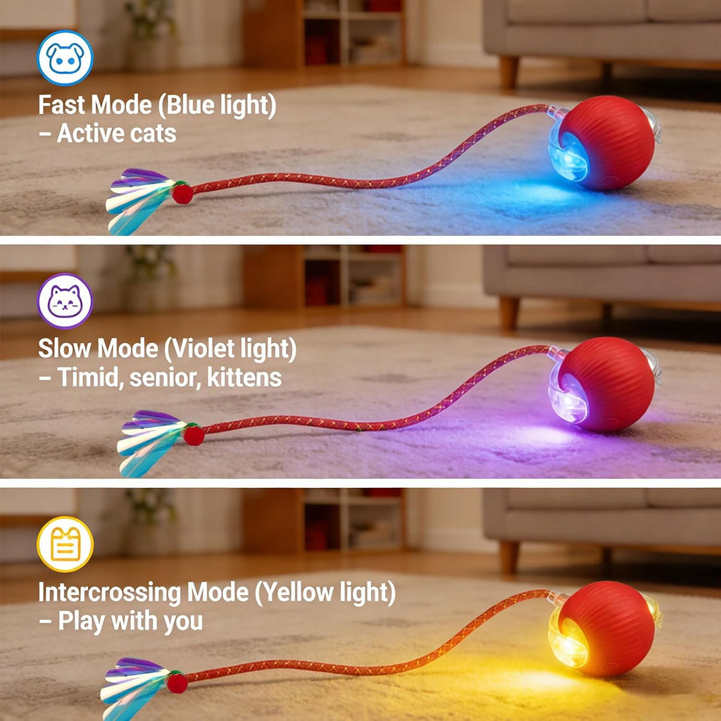 Yaruiguang automatic rolling pet ball with elastic mesh tail