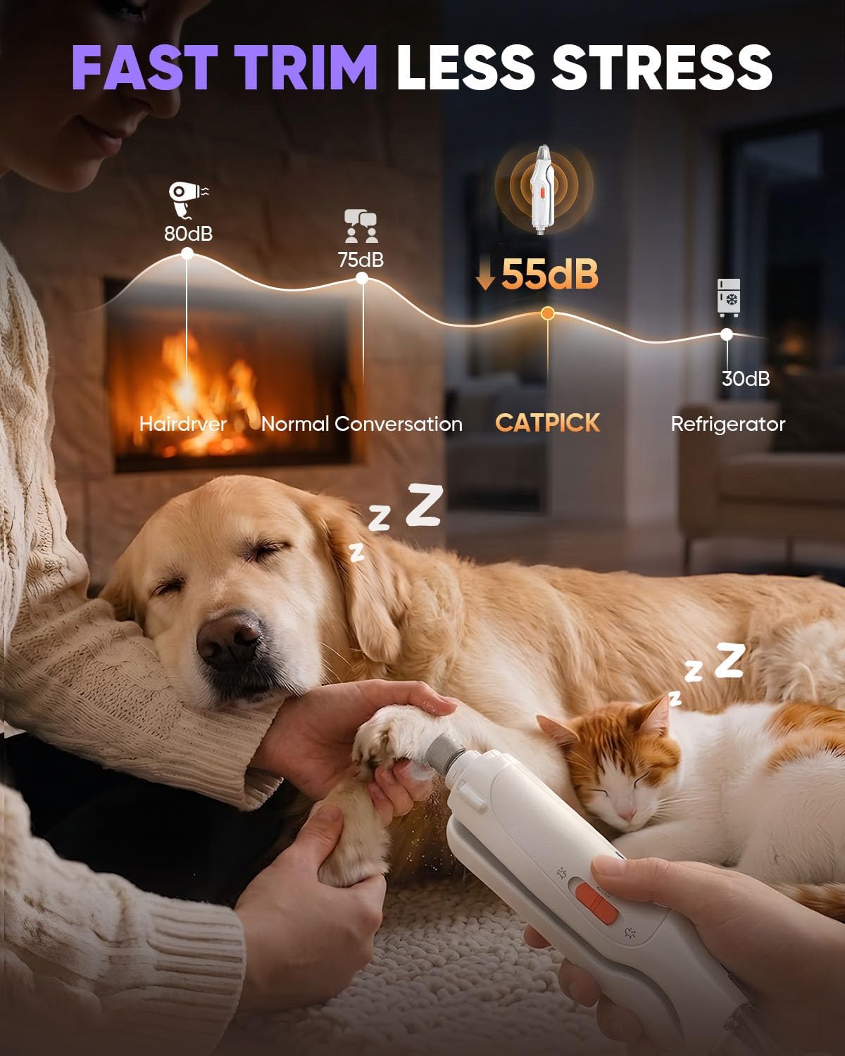 Catpick pet grooming tool showing dust collection cap