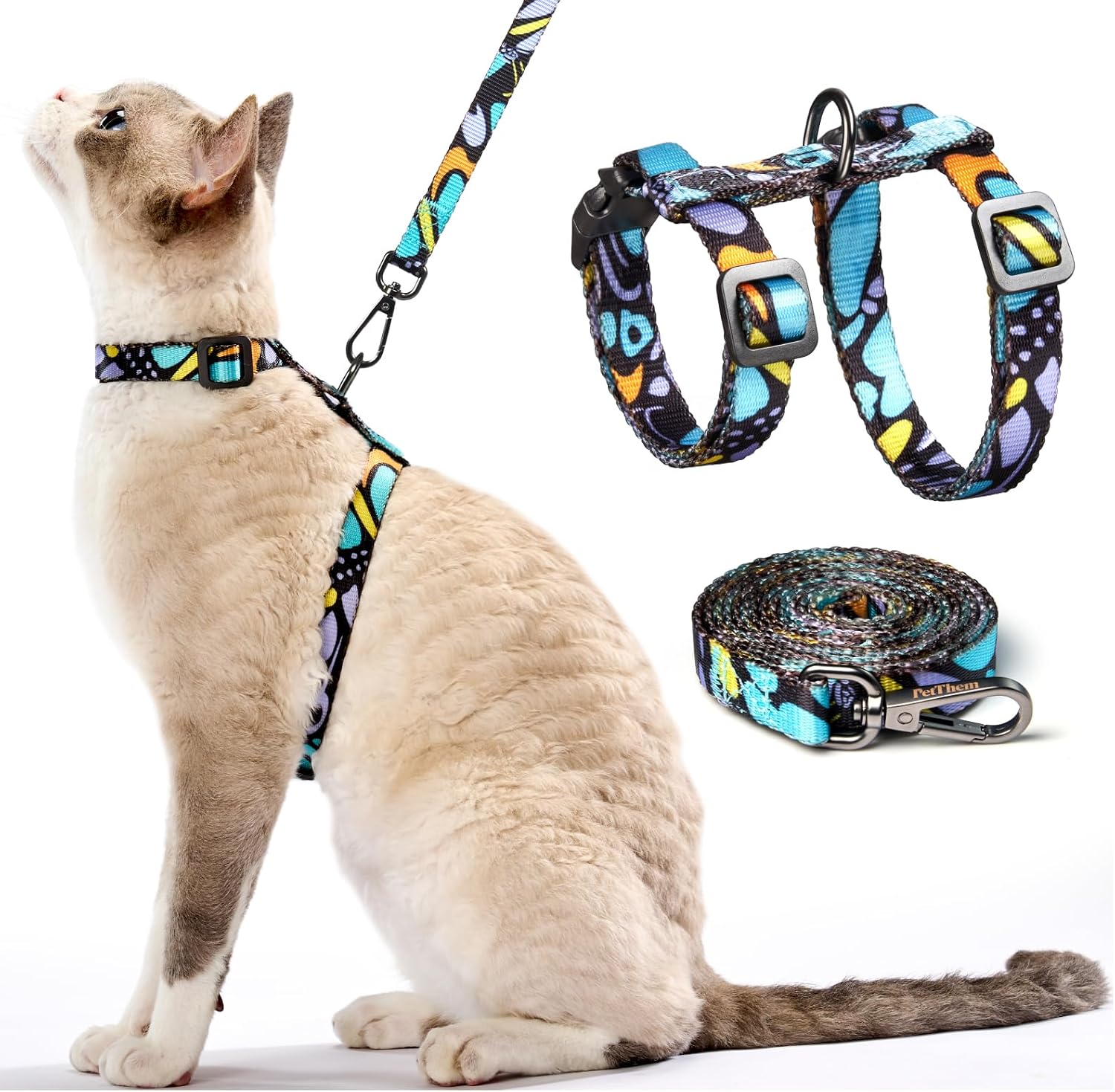 Cat Harness and Leash Set - Escape Proof Adjustable Cat Harness, Comfortable Soft Lightweight, Use Safe & Easy, Walking Travel Kitten Harness for Small Medium Large Cats (Hawaii Green) - Image 11