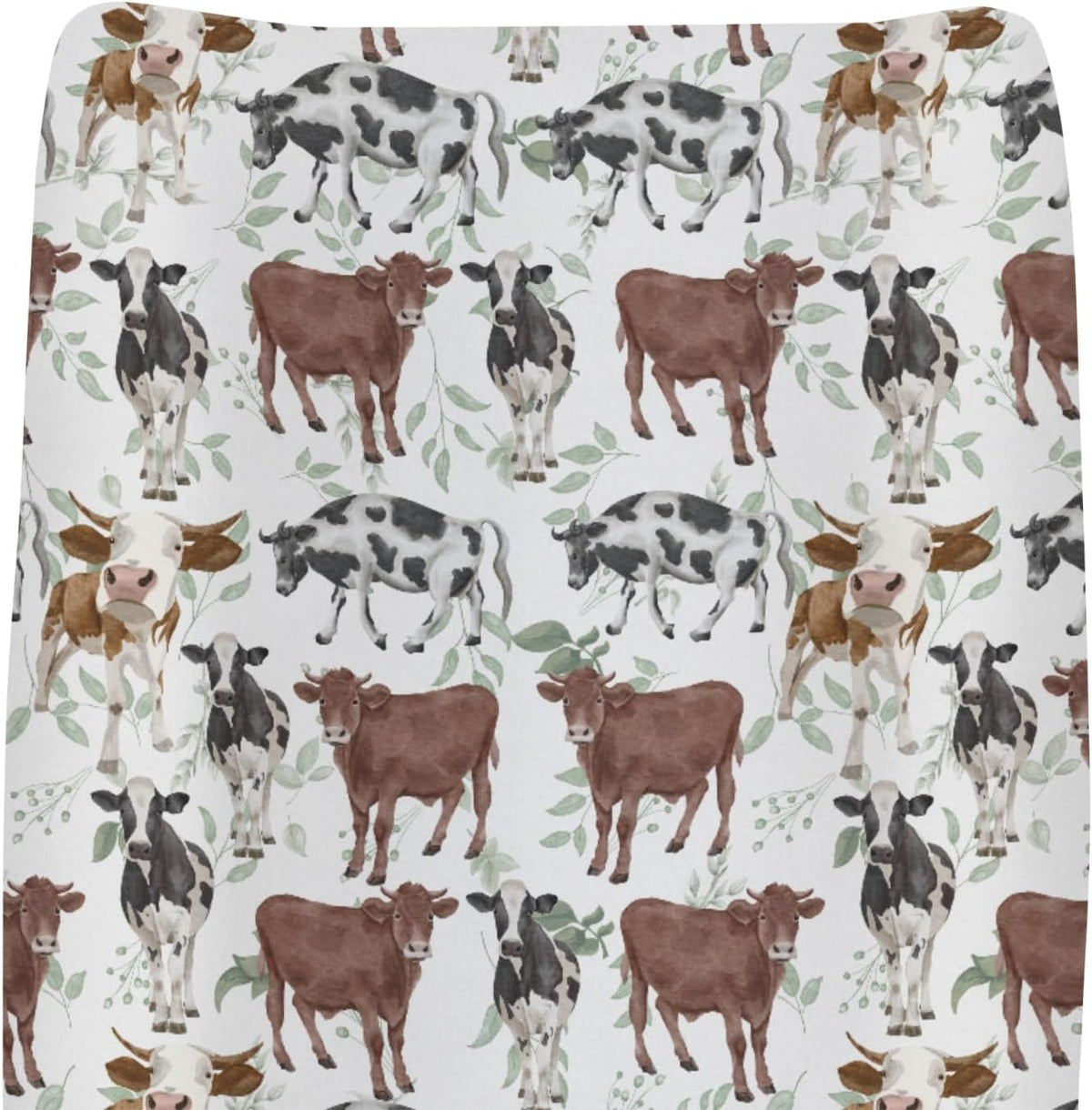 Hwmmbh watercolor cow baby changing pad cover front view